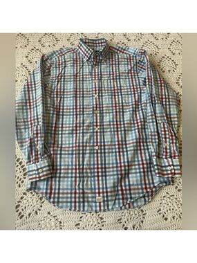 Vineyard Vines Men's Red/Navy/White/Blue Plaid Slim Fit MURRAY Shirt, Size M